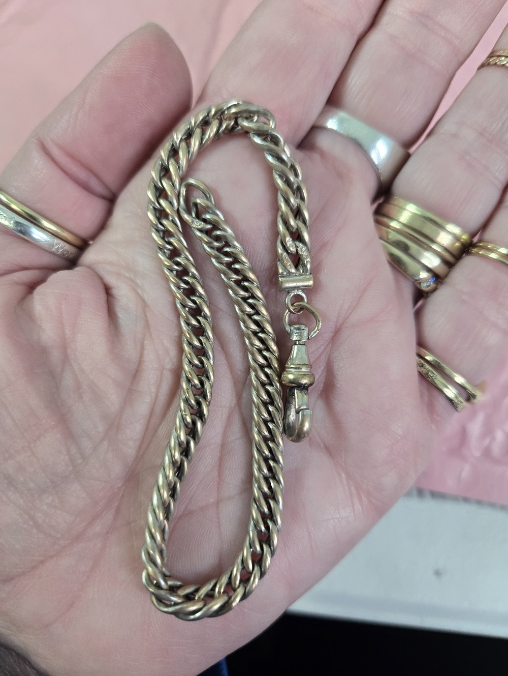 Victoria Sliver Tone Watch Chain Bracelet with Dog Clasp - Women